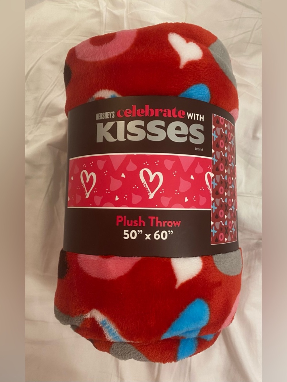 Hershey's Kisses Plush Throw Blanket - Red Heart Print